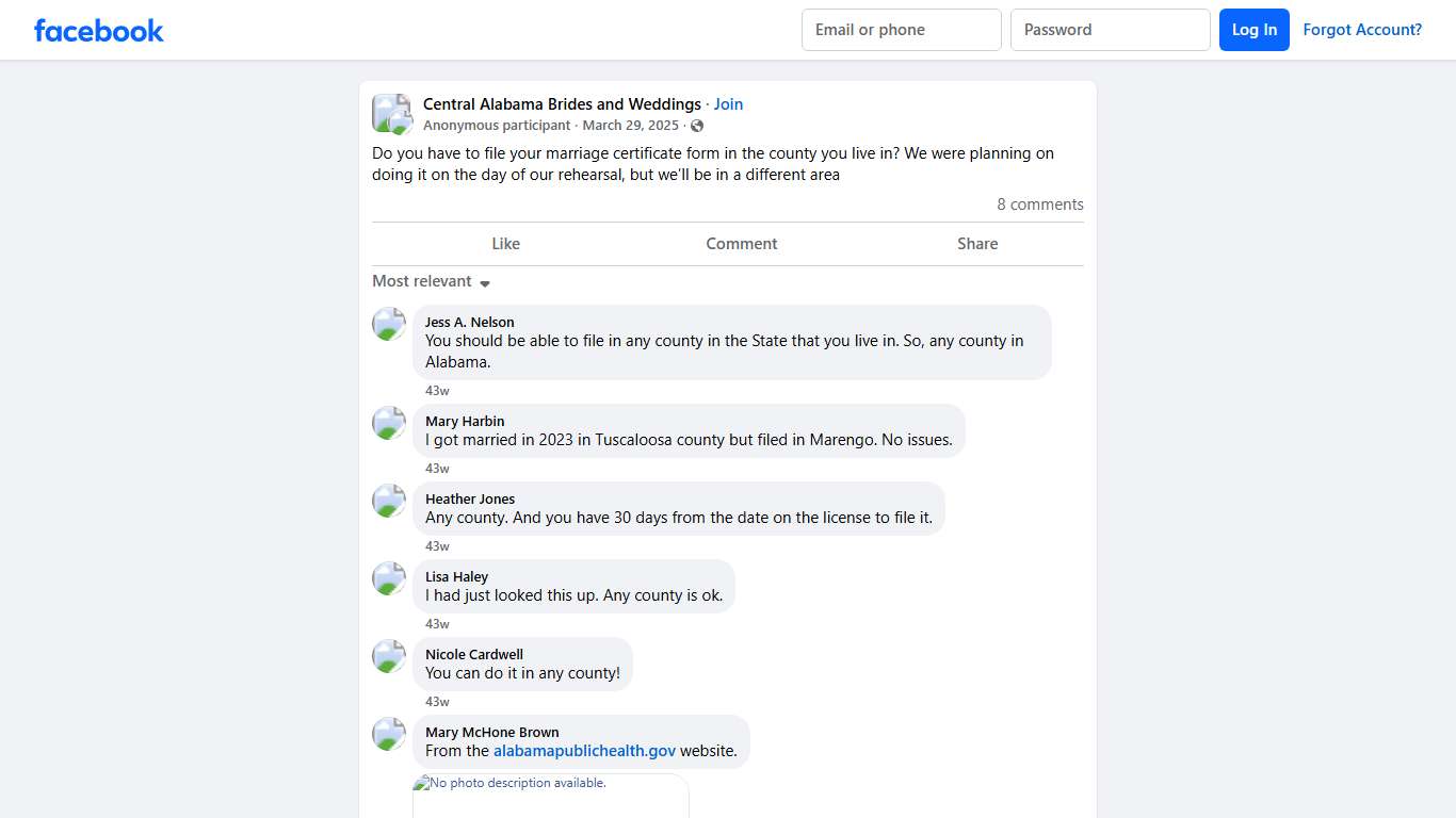 Central Alabama Brides and Weddings Do you have to file your marriage certificate form in the county you live in Facebook